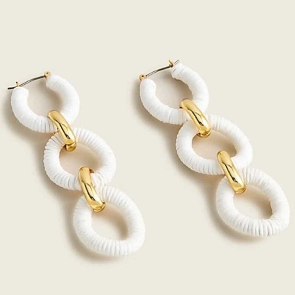 J.Crew Cotton raffia-wrapped chain earrings - Picture 4 of 13